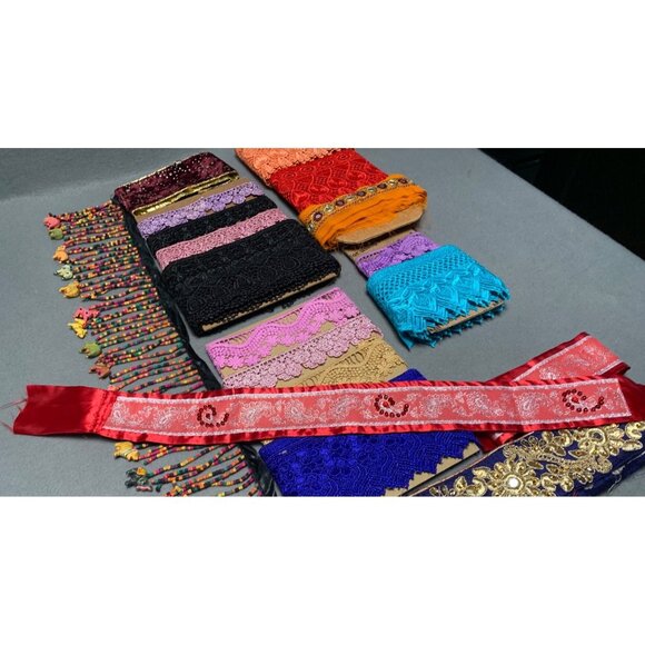 24 yds 15" Assorted Lace & Trim Fabric Bundle - Various Colors & Patterns - Picture 14 of 16